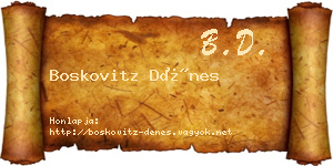 Boskovitz Dénes névjegykártya